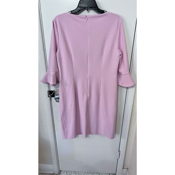 Kasper Women's Ruffle Sleeve Lined Sheath Dress Salmon Pink Size 10 NWT P1-120 - Picture 7 of 11